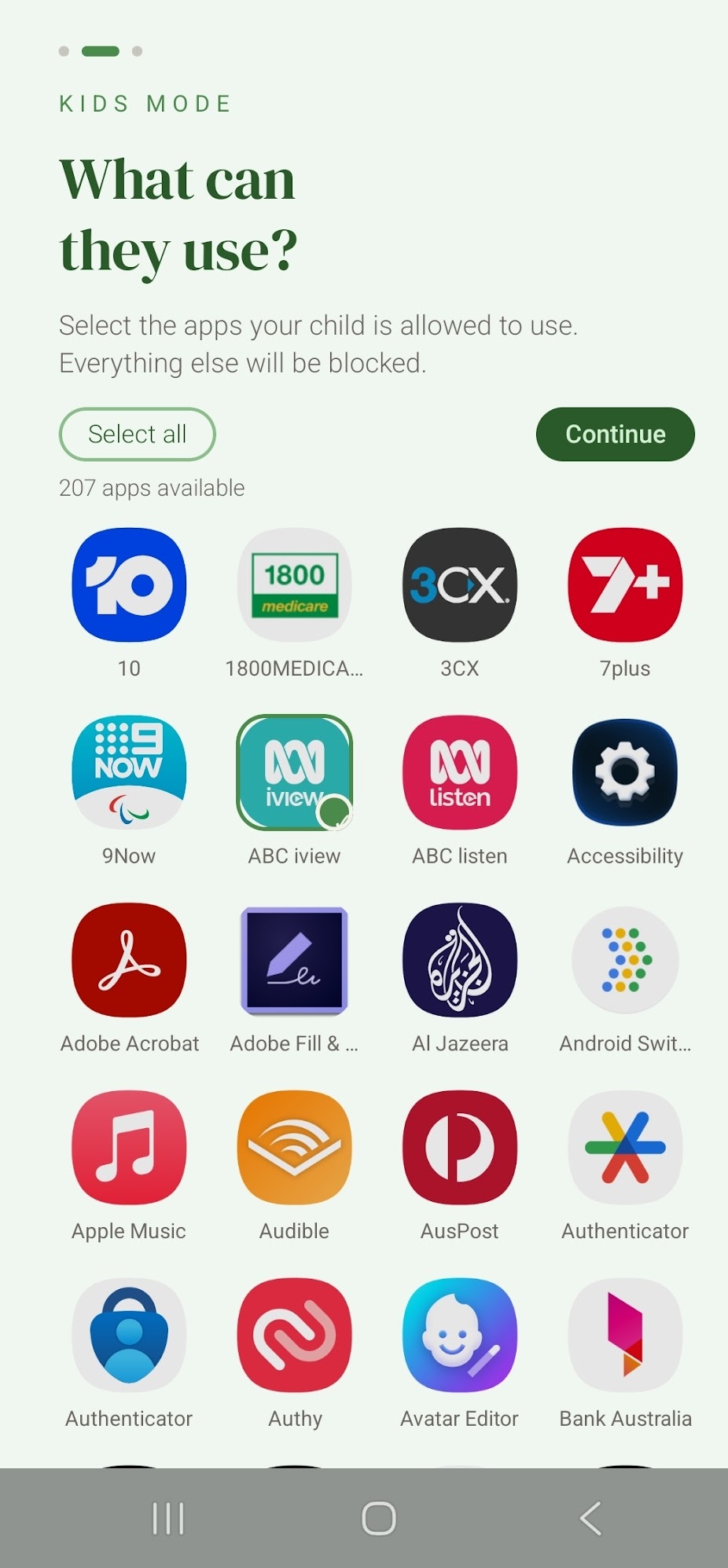 Choose allowed apps